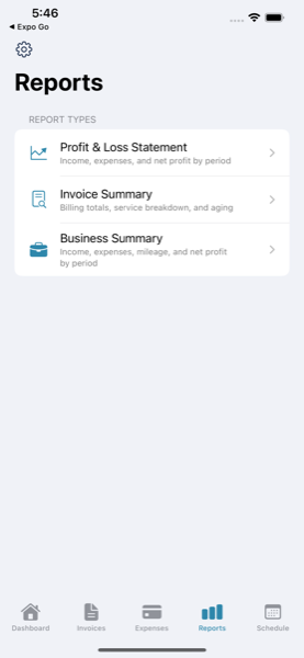 1099Work Ledger reports screen